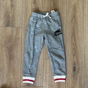 Roots Kids Heather Gray Joggers with Red-Trim Cuffs
